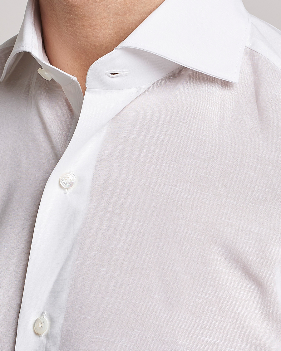 Heren | Overhemden | Finamore Napoli | Milano Slim Linen Dress Shirt White