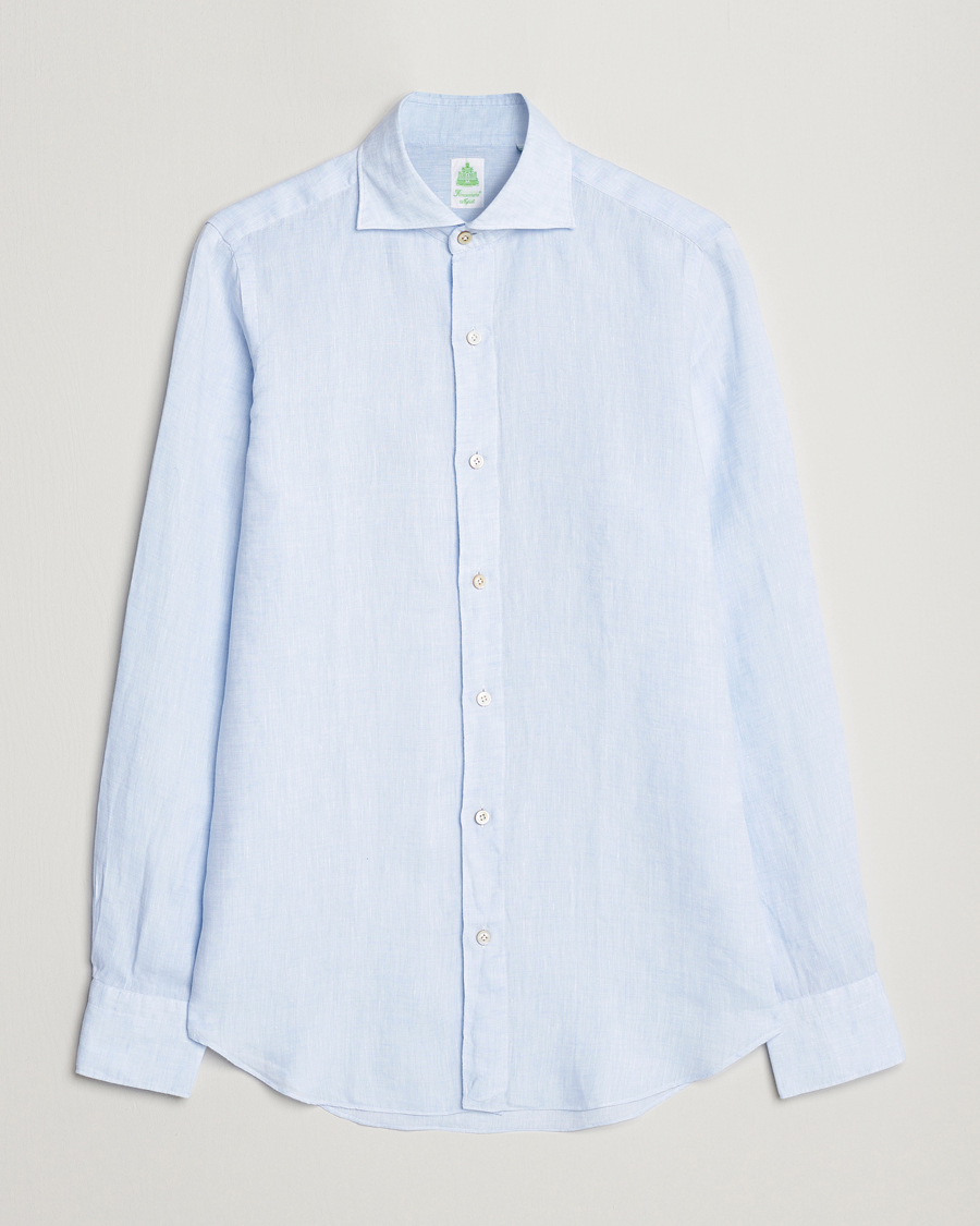 Heren | Overhemden | Finamore Napoli | Tokyo Slim Linen Shirt Light Blue