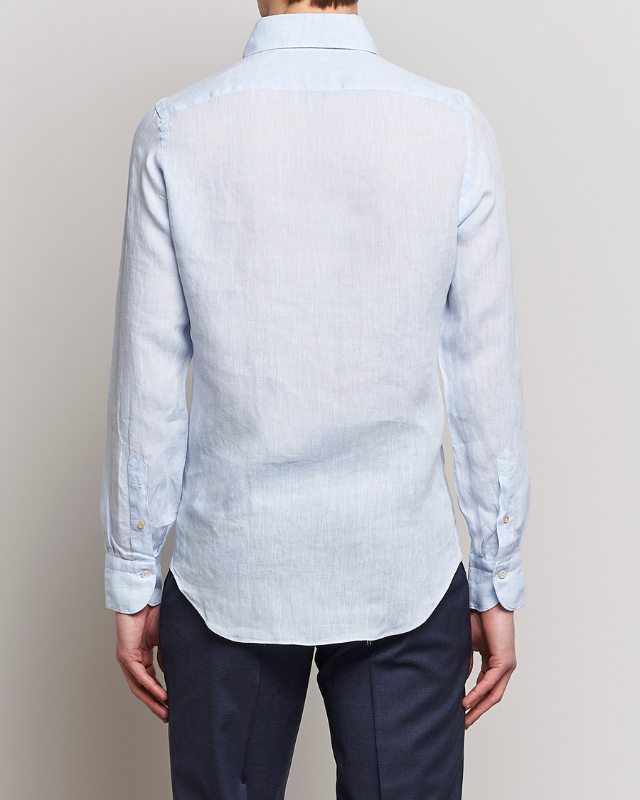 Heren | Overhemden | Finamore Napoli | Miami Linen Popover Shirt Light Blue