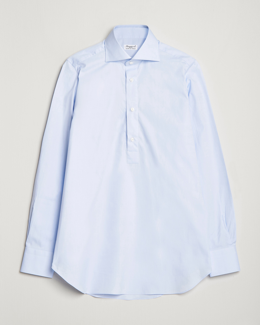 Heren | Overhemden | Finamore Napoli | Tokyo Slim Oxford Popover Shirt Light Blue