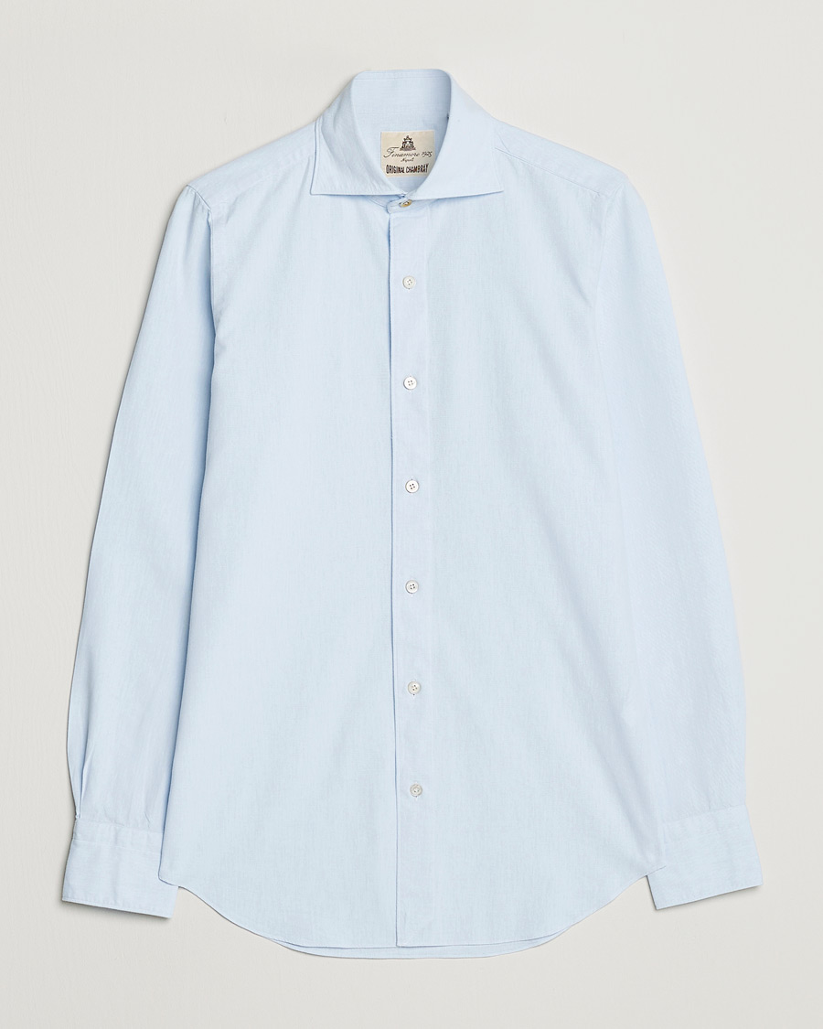 Heren | Overhemden | Finamore Napoli | Tokyo Slim Chambray Shirt Light Blue