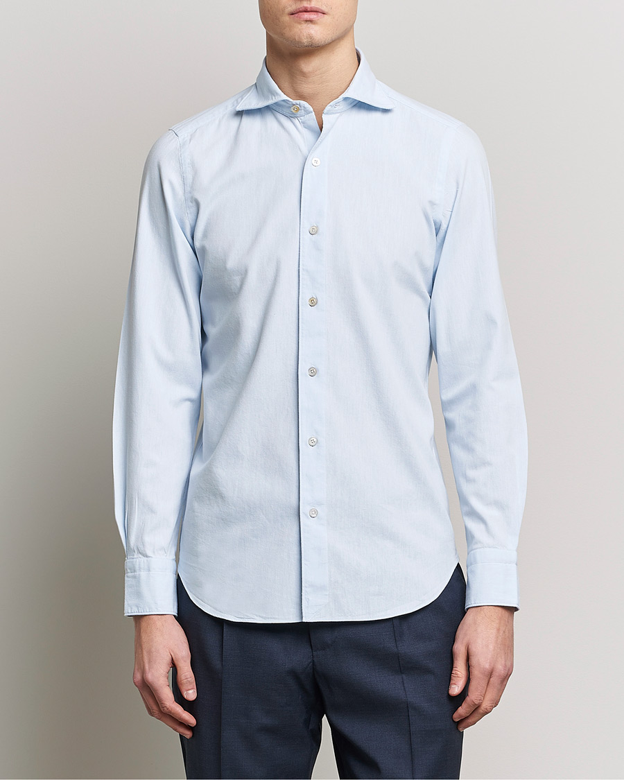 Heren | Overhemden | Finamore Napoli | Tokyo Slim Chambray Shirt Light Blue
