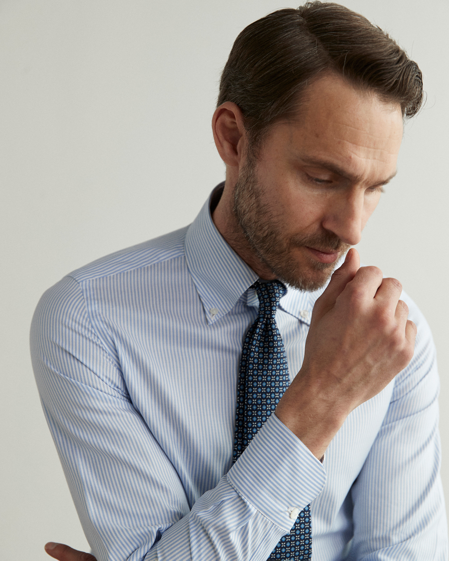 Heren | Overhemden | Finamore Napoli | Tokyo Slim Chambray Shirt Light Blue