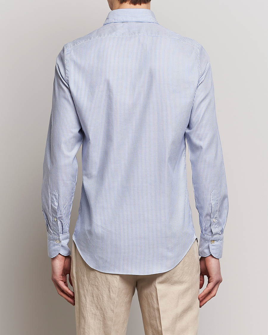 Heren | Overhemden | Finamore Napoli | Tokyo Slim Chambray Shirt Light Blue Stripe