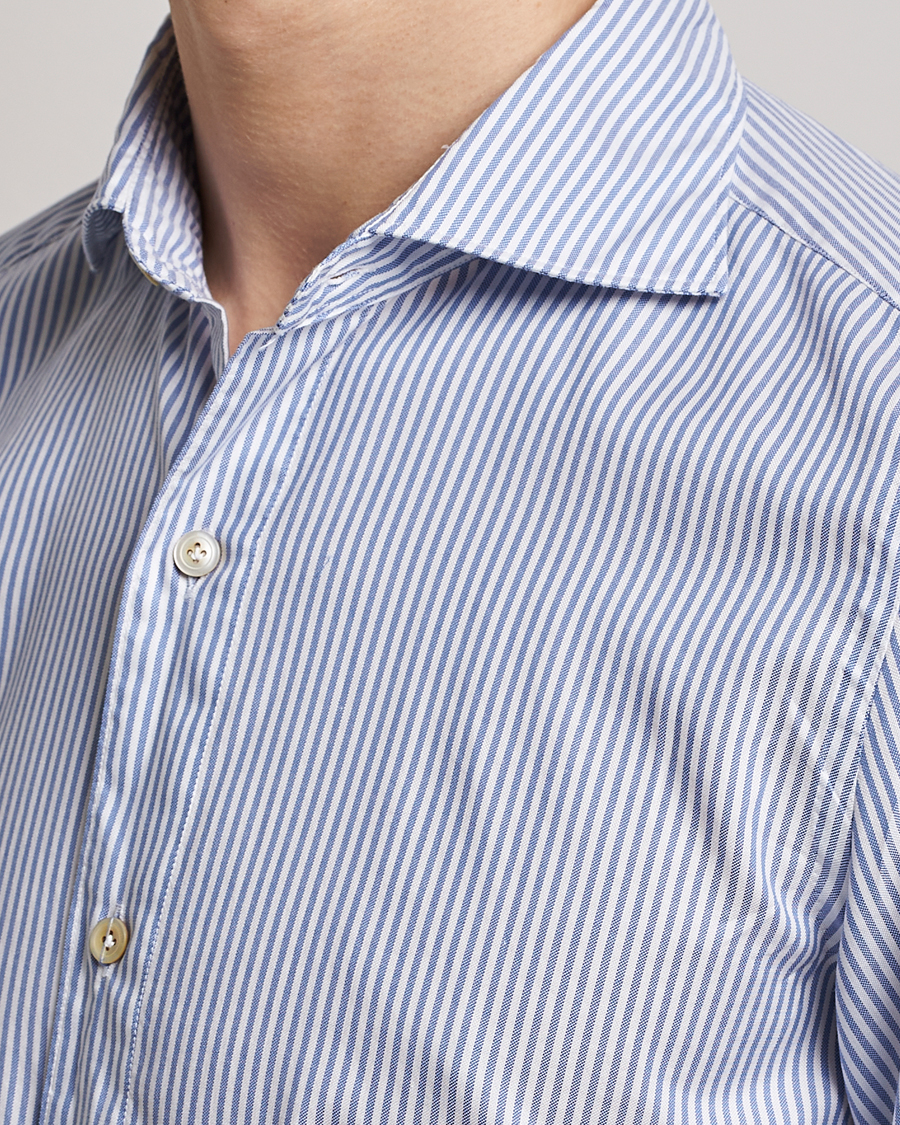 Heren | Overhemden | Finamore Napoli | Tokyo Slim Chambray Shirt Light Blue Stripe