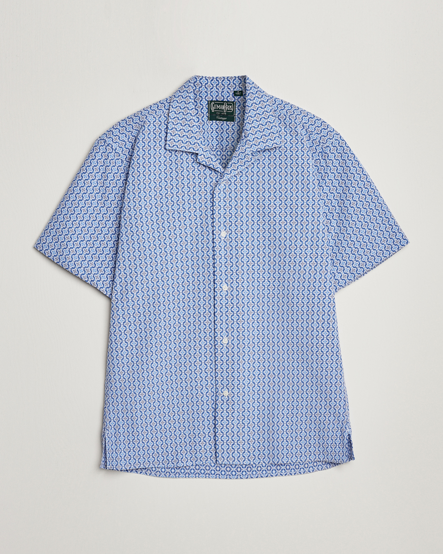 Heren | Overhemden | Gitman Vintage | Summer Ready Jacquard Camp Shirt Light Blue