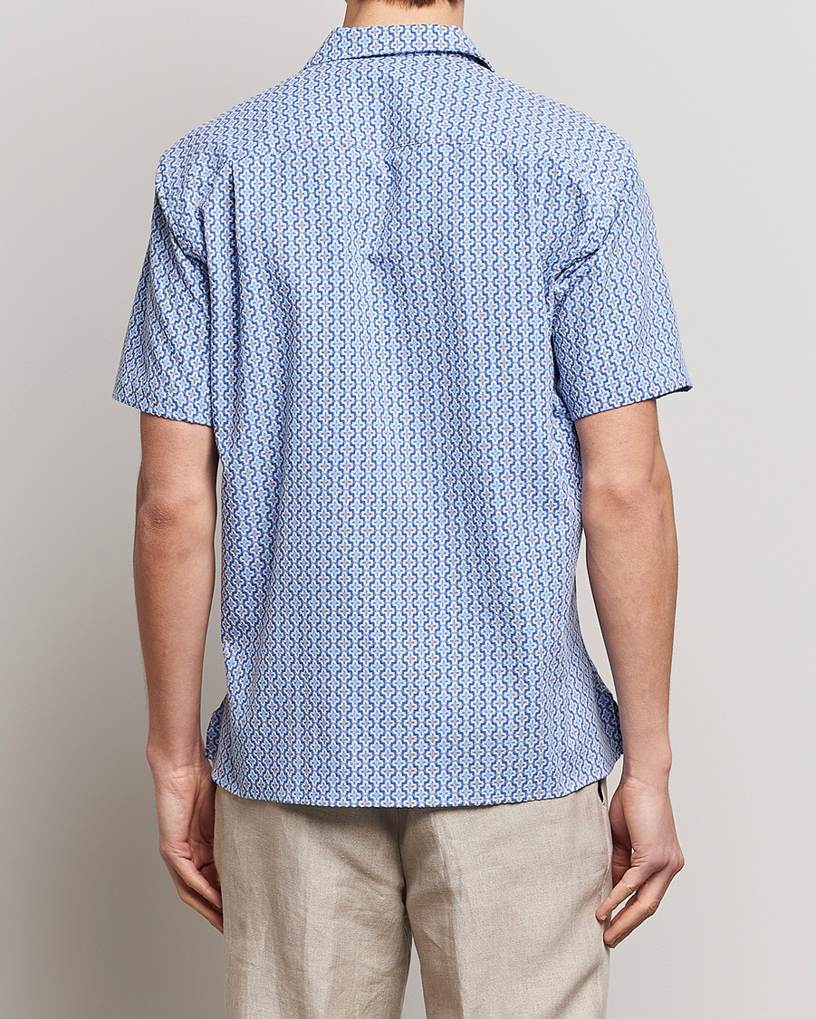 Heren | Overhemden | Gitman Vintage | Summer Ready Jacquard Camp Shirt Light Blue