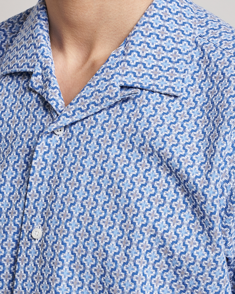 Heren | Overhemden | Gitman Vintage | Summer Ready Jacquard Camp Shirt Light Blue