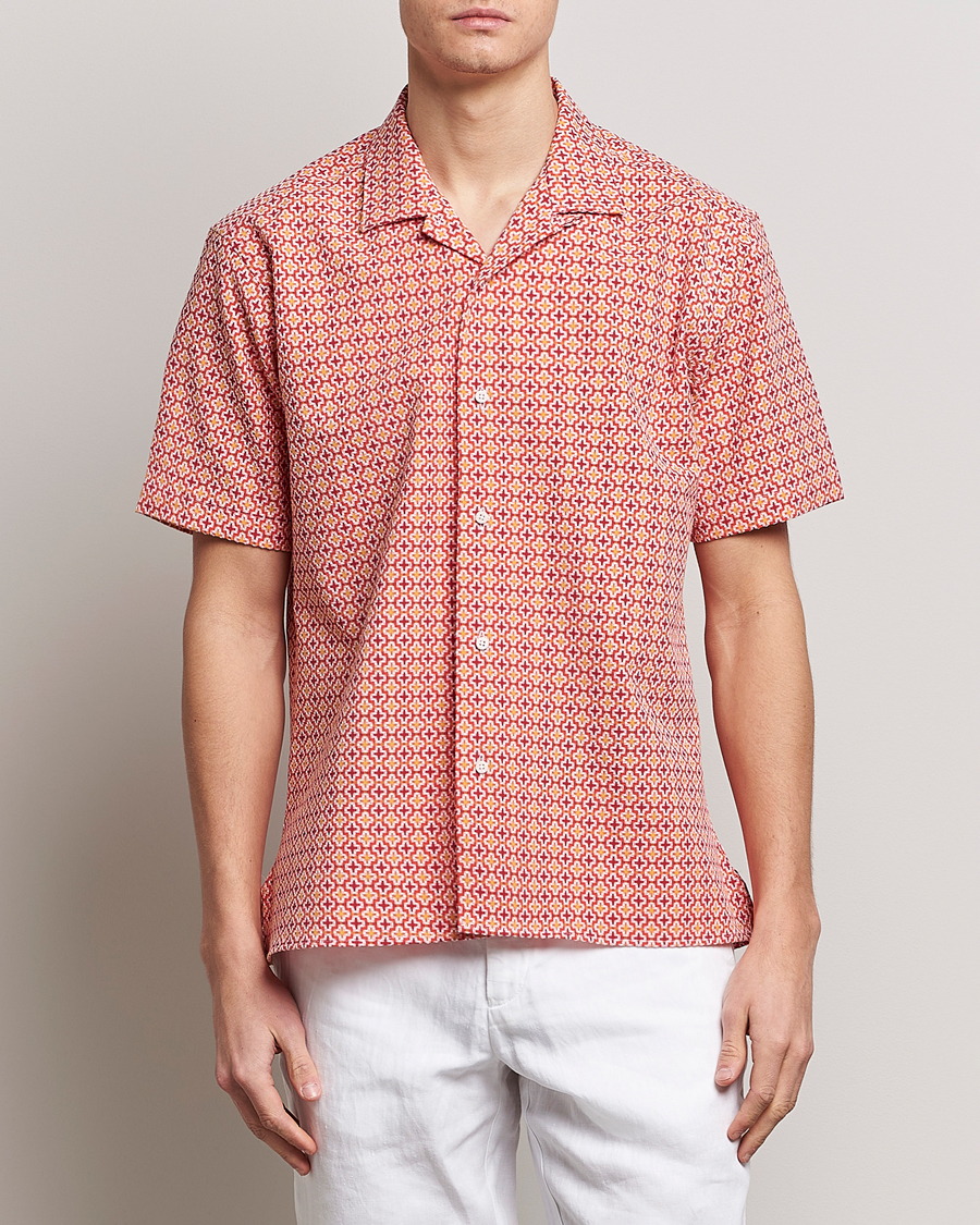 Heren | Overhemden | Gitman Vintage | Summer Ready Jacquard Camp Shirt Rosa