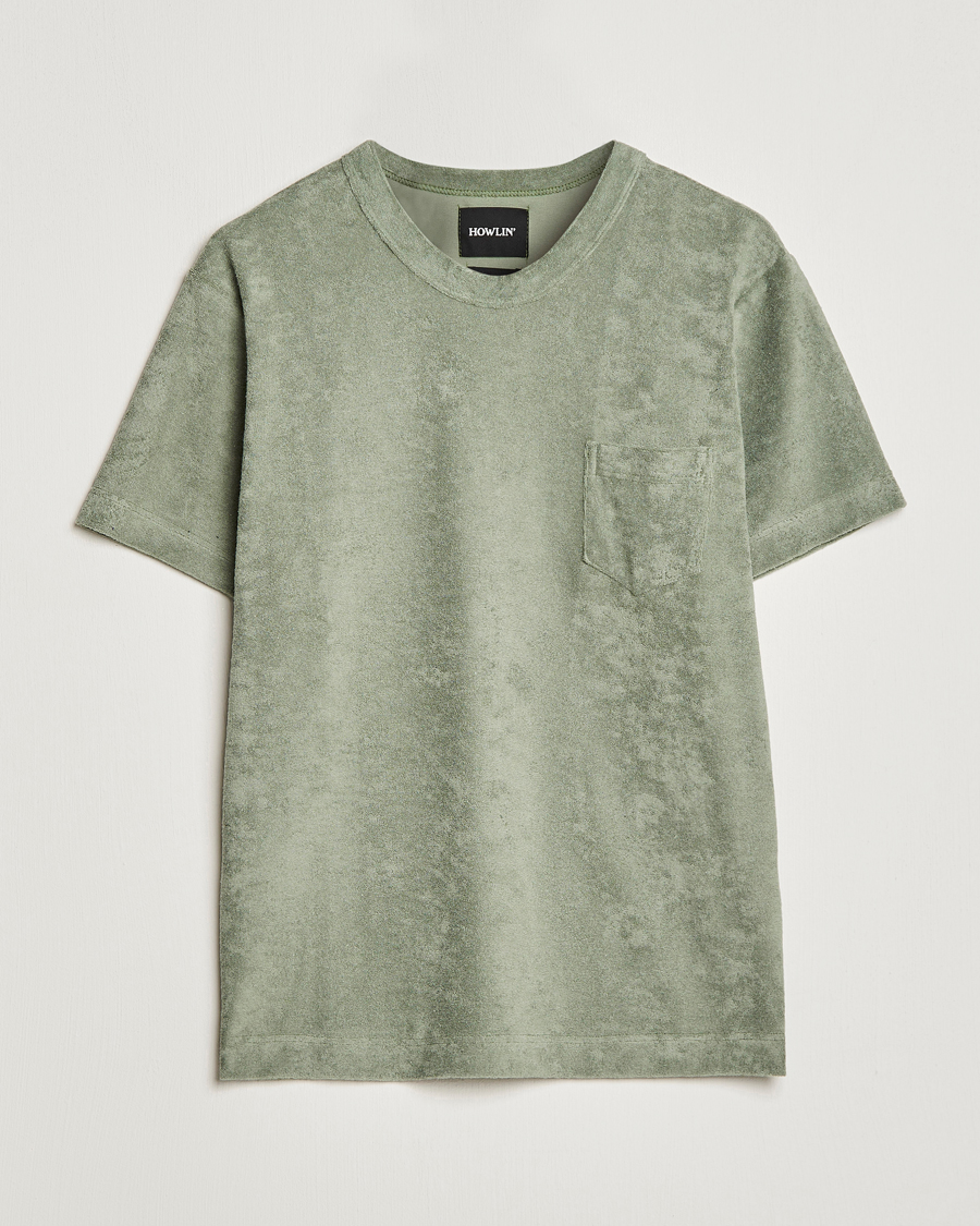 Heren | T-shirts | Howlin' | Fons Cotton Blend Terry Pocket Tee Agave