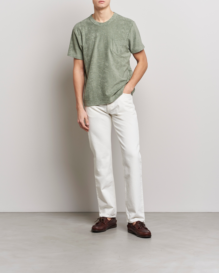 Heren | T-shirts | Howlin' | Fons Cotton Blend Terry Pocket Tee Agave