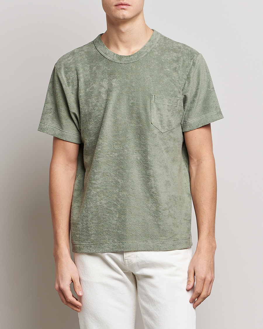 Heren | T-shirts | Howlin' | Fons Cotton Blend Terry Pocket Tee Agave