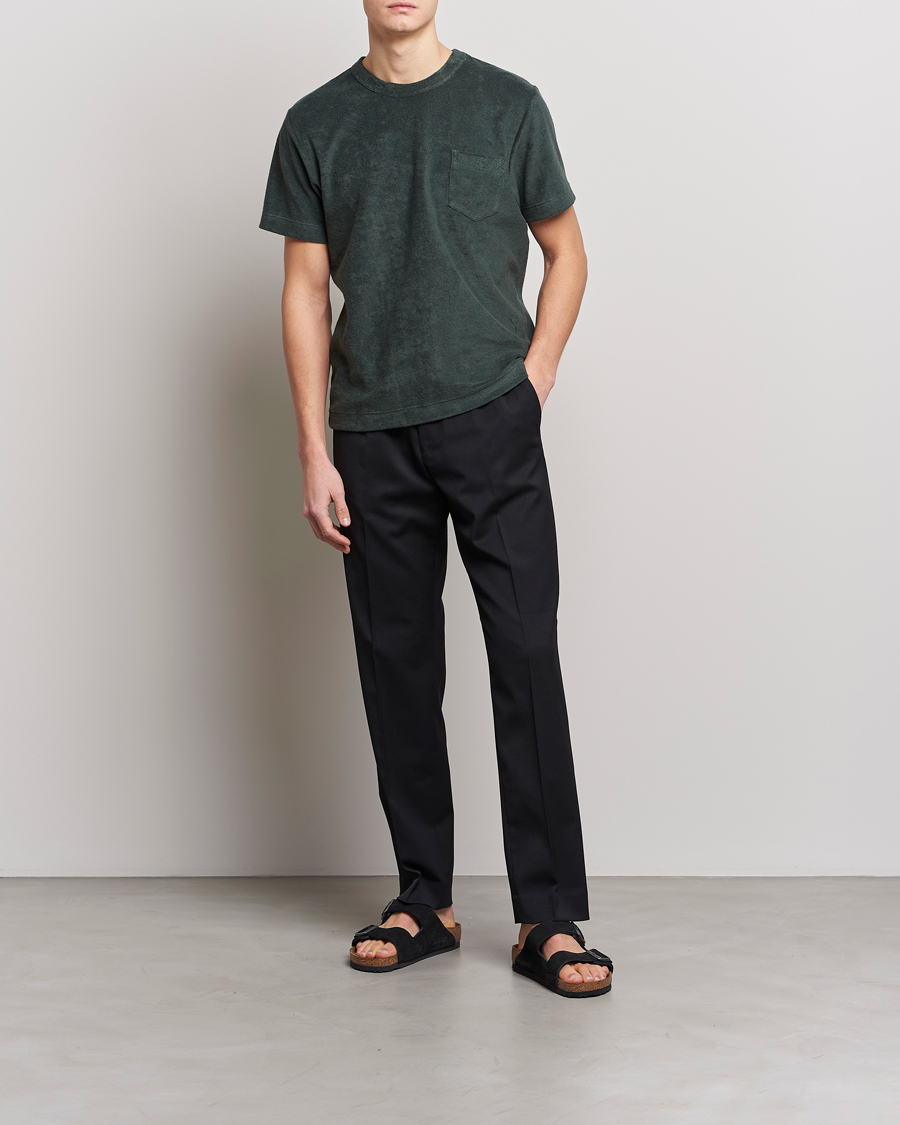 Heren | T-shirts | Howlin' | Fons Cotton Blend Terry Pocket Tee Greenish