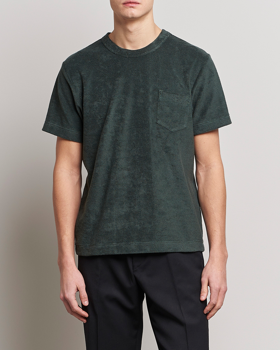 Heren | T-shirts | Howlin' | Fons Cotton Blend Terry Pocket Tee Greenish