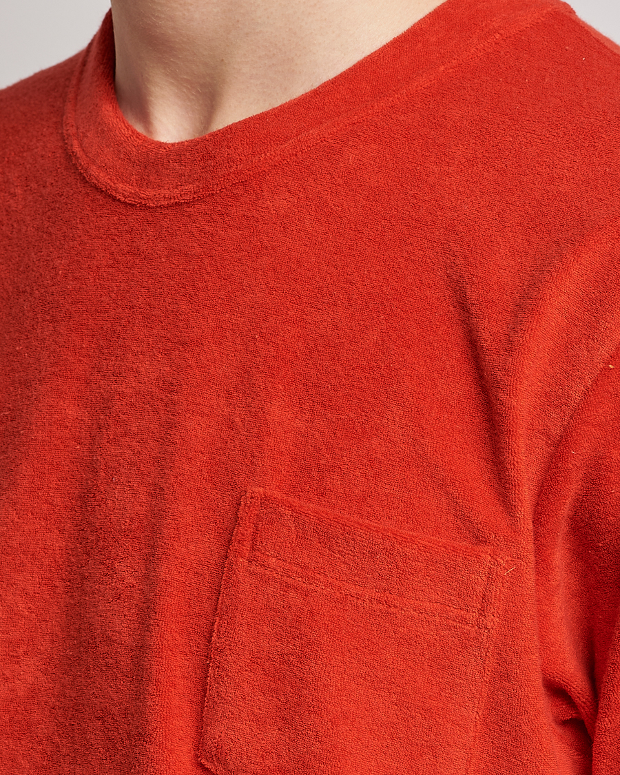 Heren | T-shirts | Howlin' | Fons Cotton Blend Terry Pocket Tee Red Sky