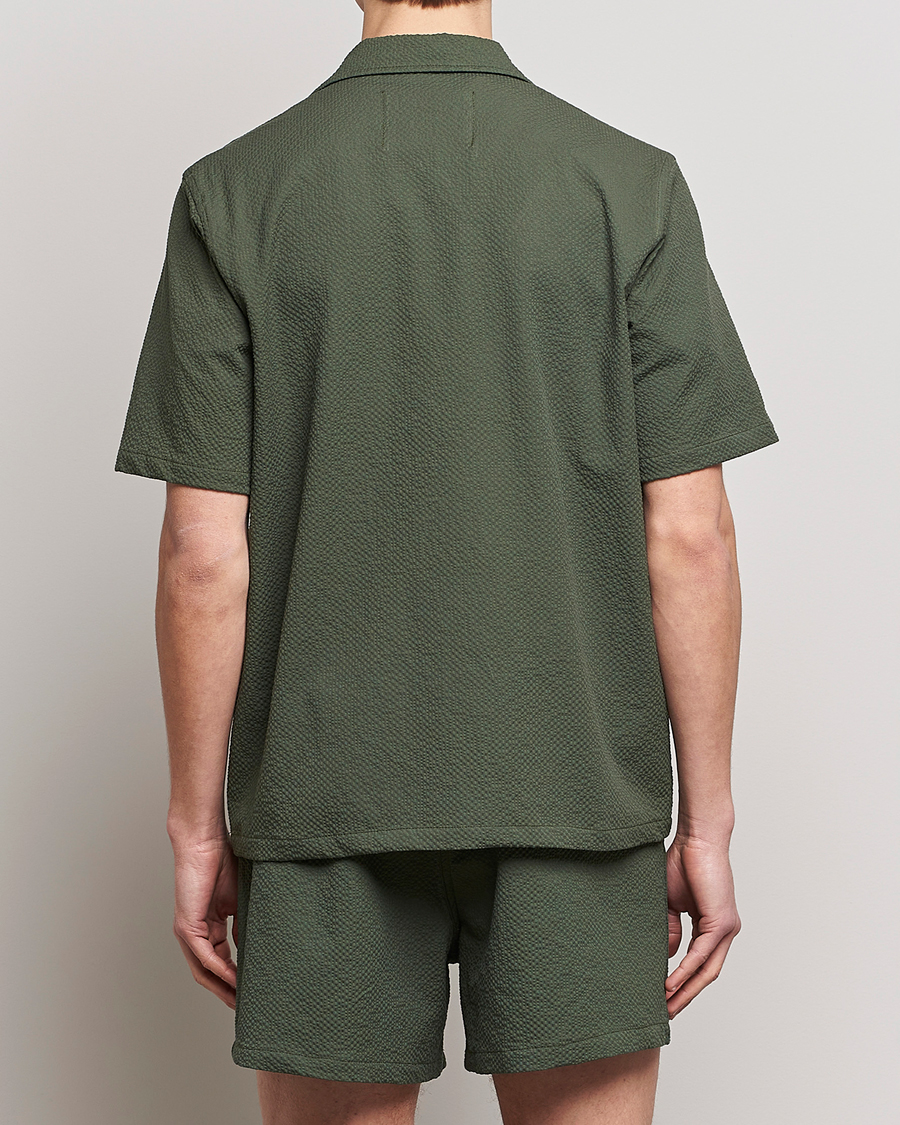 Heren | Overhemden | Howlin' | Short Sleeve Cotton Seersucker Shirt Greenish