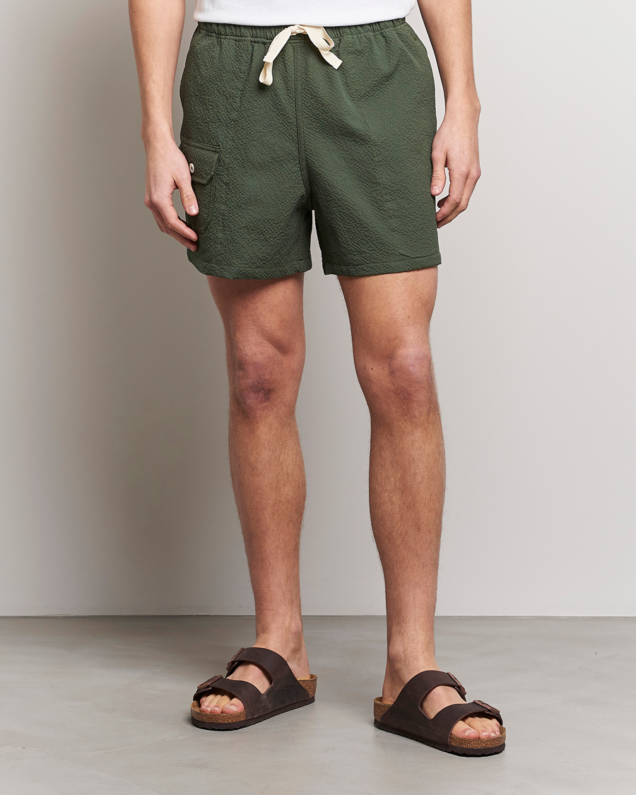 Heren | Korte broek | Howlin' | Cotton Seersucker Shorts Greenish