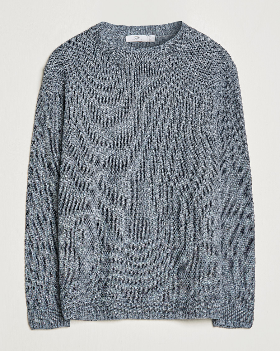 Heren | Truien | Inis Meáin | Moss Stiched Linen Crew Neck Greyish