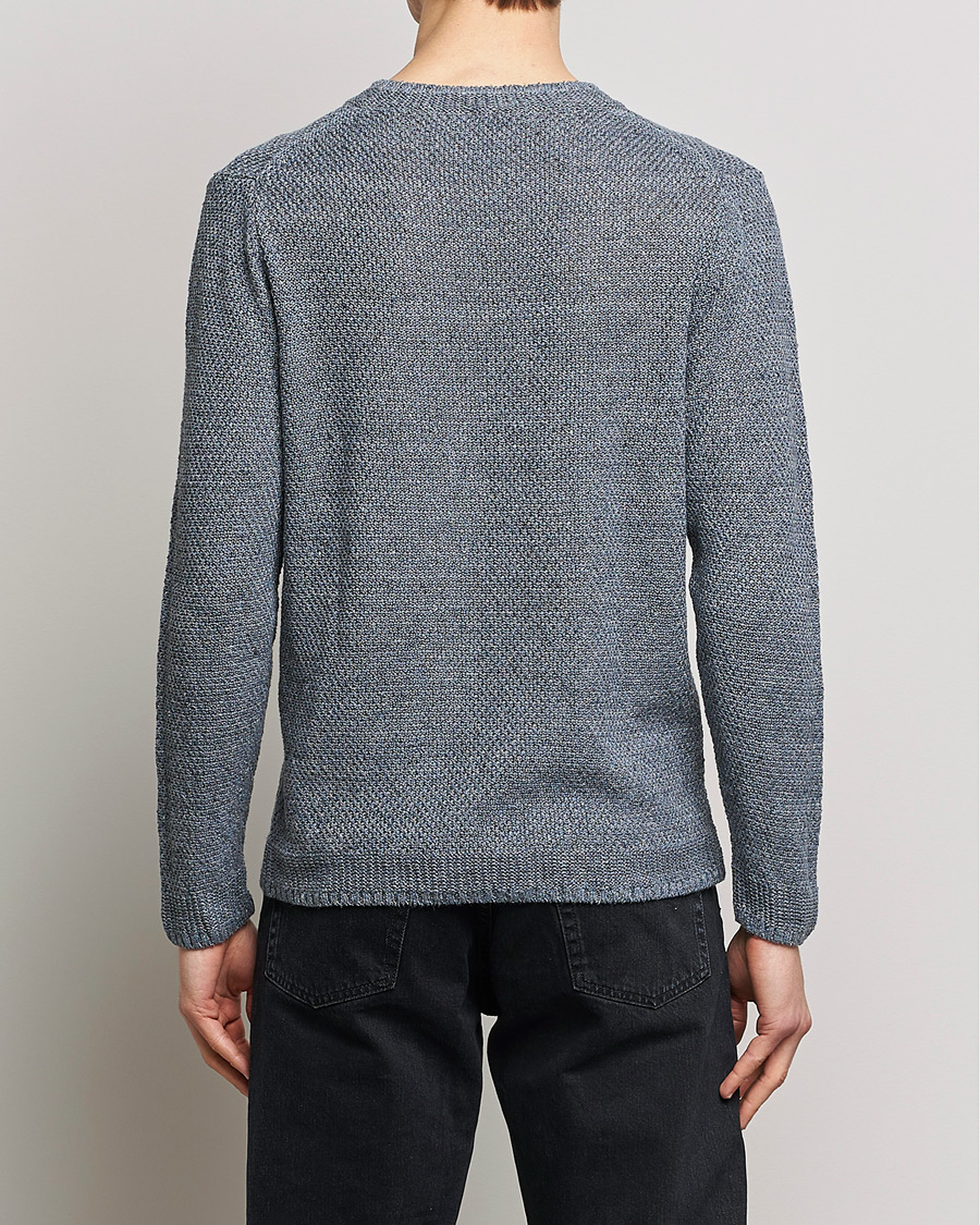 Heren | Truien | Inis Meáin | Moss Stiched Linen Crew Neck Greyish