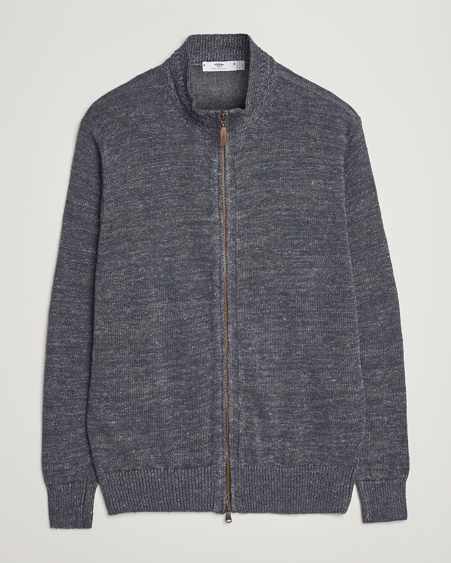 Heren | Truien | Inis Meáin | Chevron Washed Donegal Linen Zipper Stone