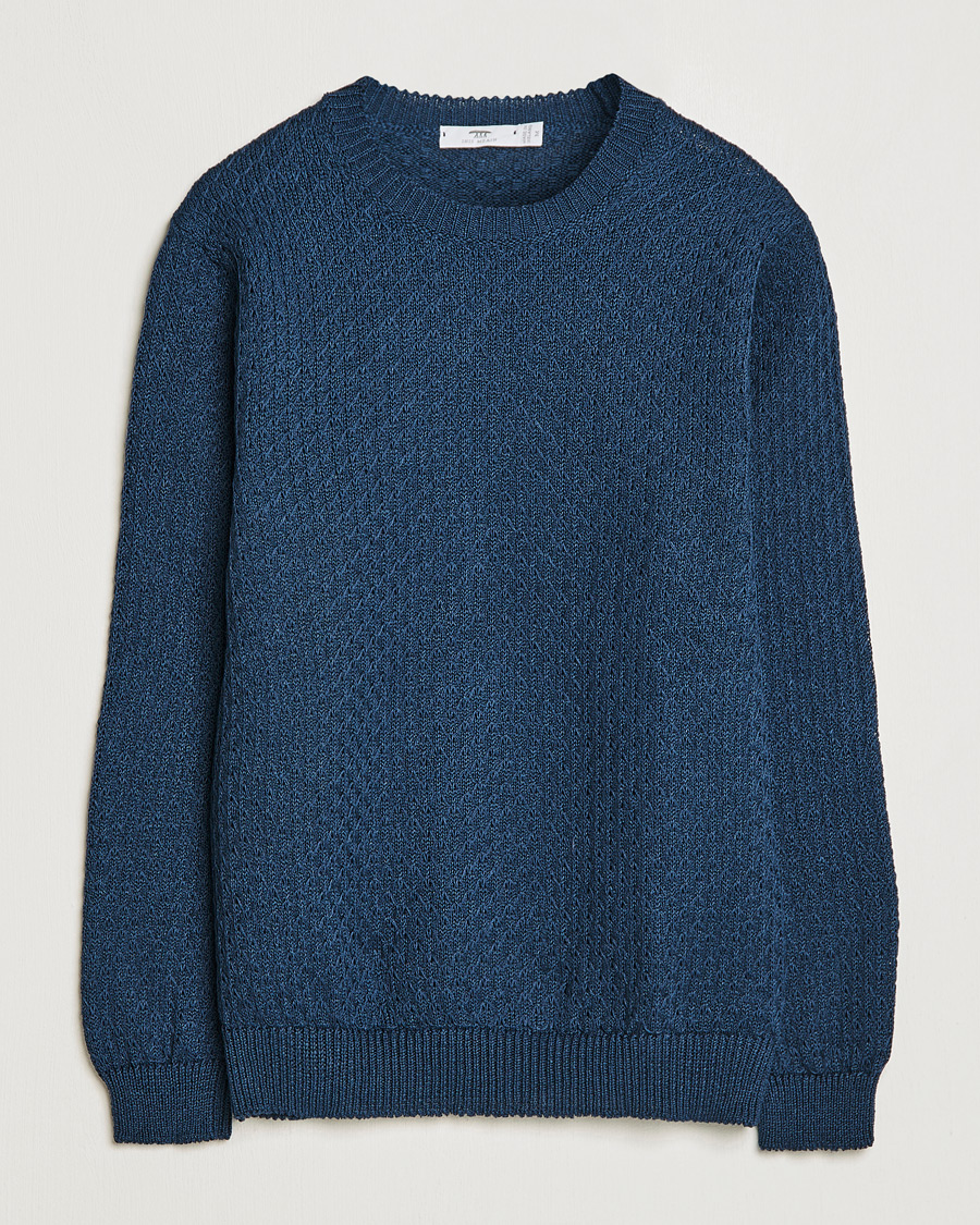 Heren | Truien | Inis Meáin | Fishnet Linen Sweater Blueberry