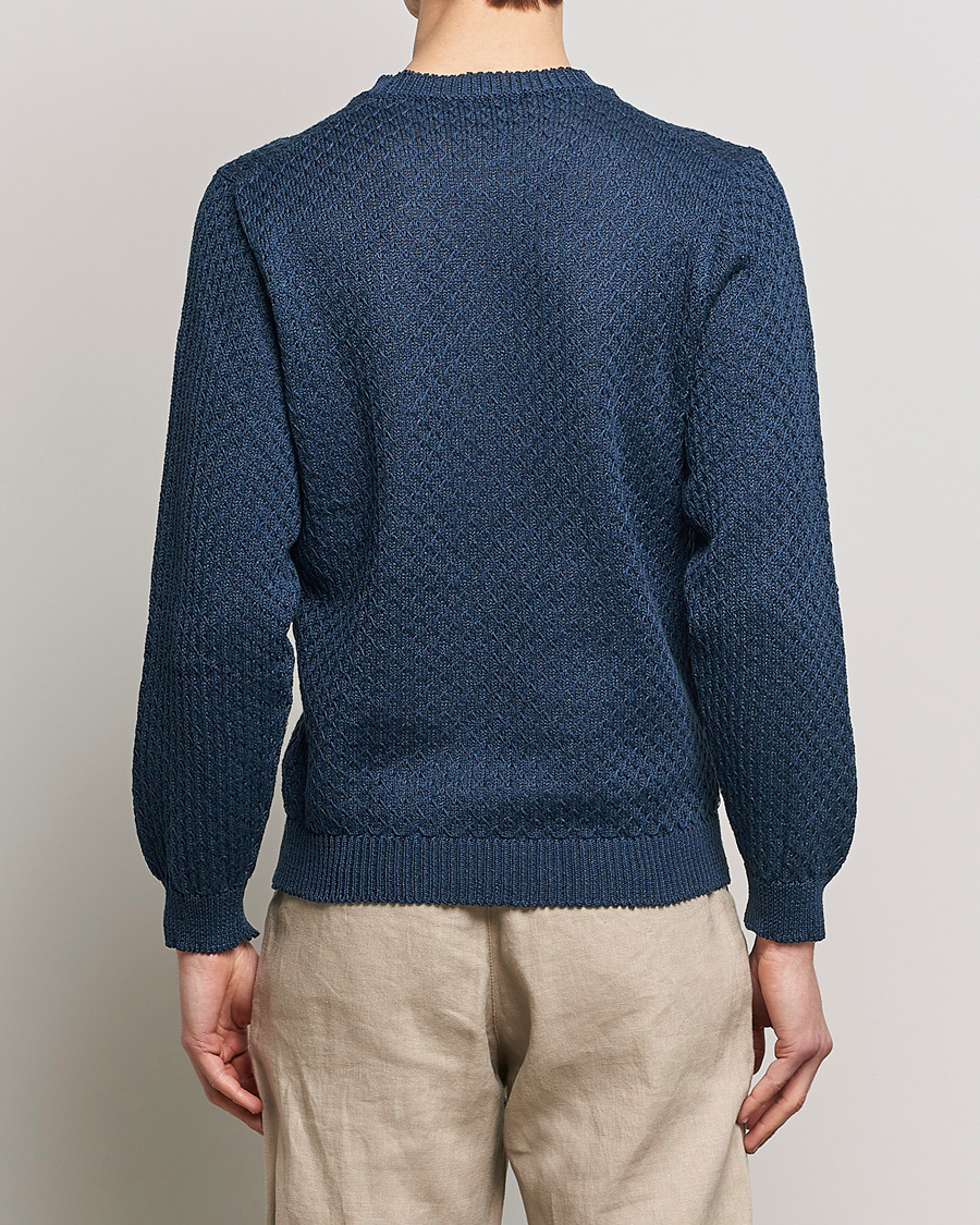 Heren | Truien | Inis Meáin | Fishnet Linen Sweater Blueberry