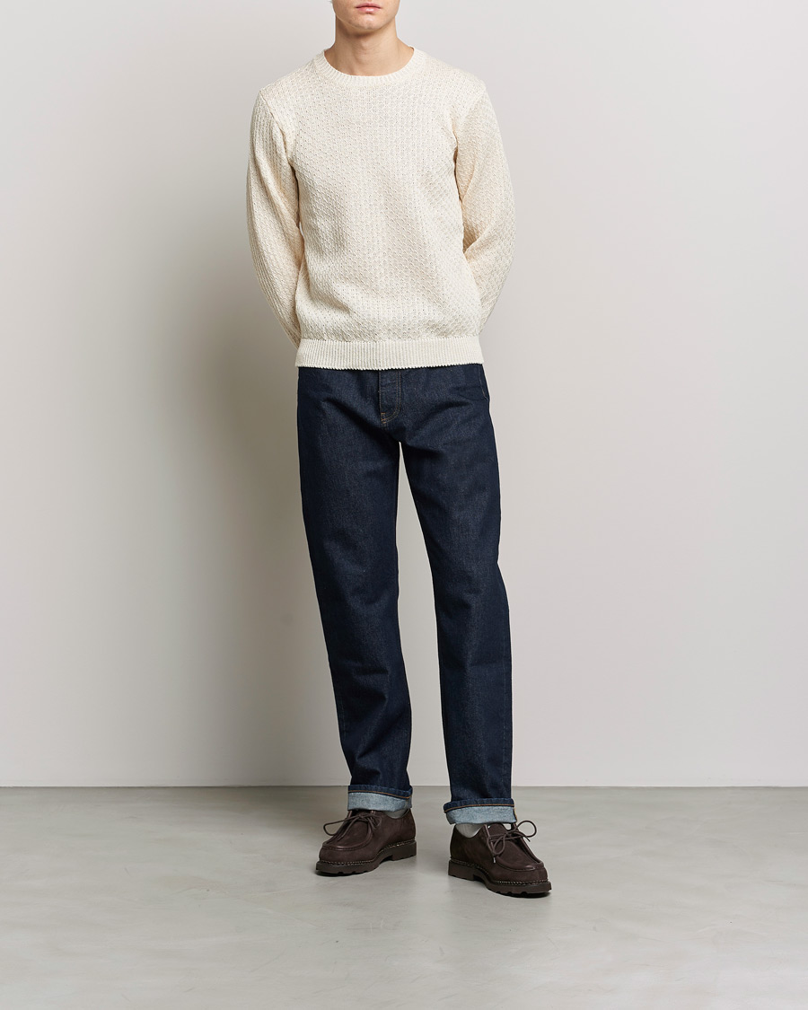 Heren | Truien | Inis Meáin | Fishnet Linen Sweater Mist