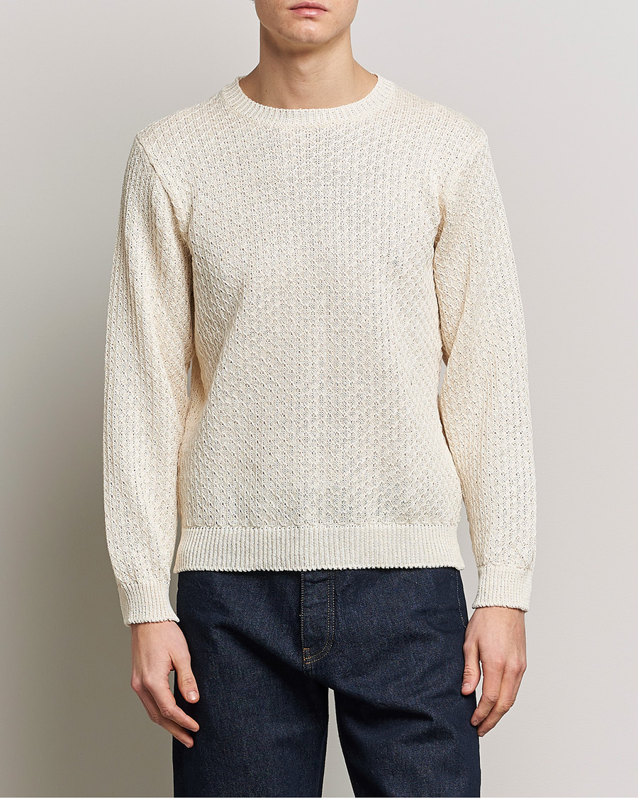 Heren | Truien | Inis Meáin | Fishnet Linen Sweater Mist