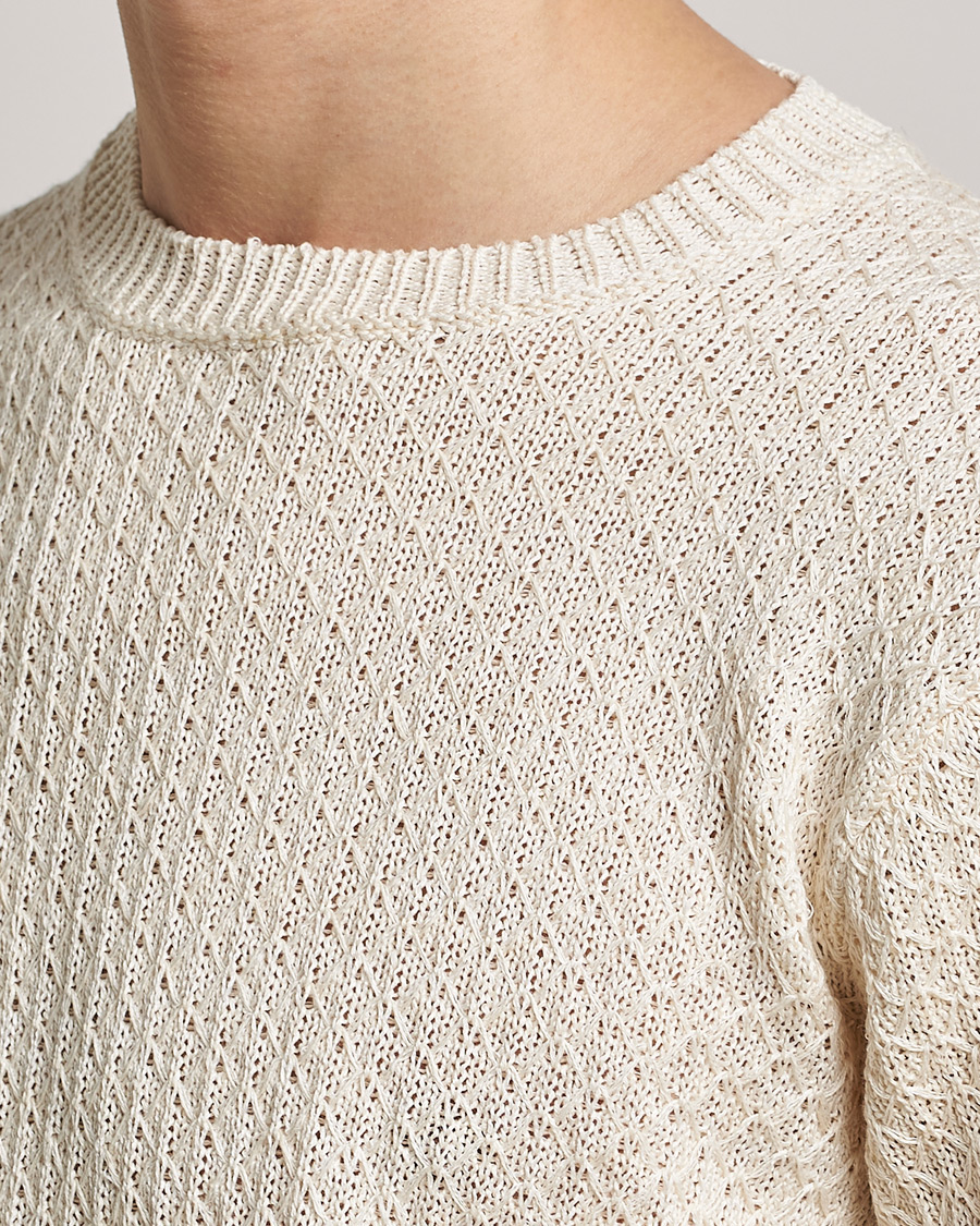 Heren | Truien | Inis Meáin | Fishnet Linen Sweater Mist