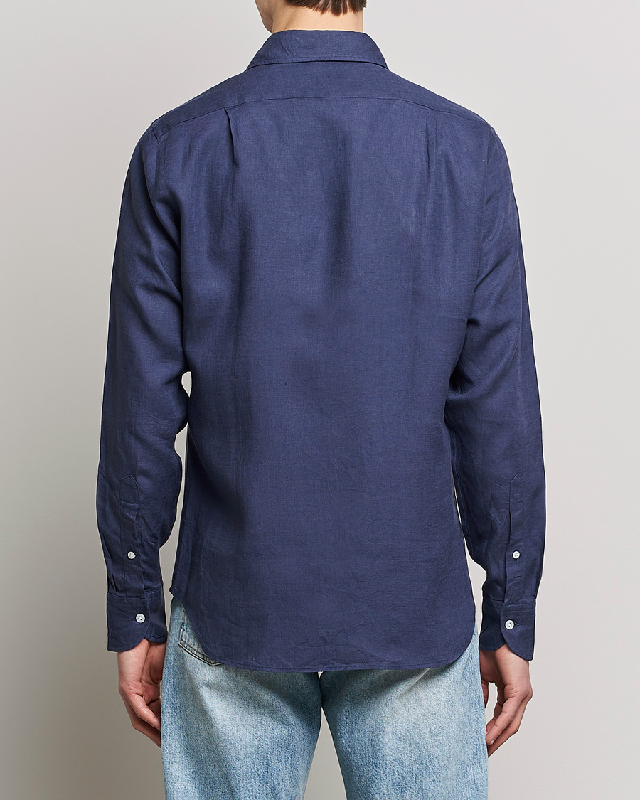 Heren | Overhemden | Drake's | Linen Summer Shirt Navy
