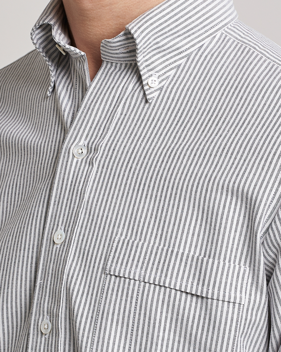 Heren | Overhemden | Drake's | Striped Button Down Oxford Shirt Black
