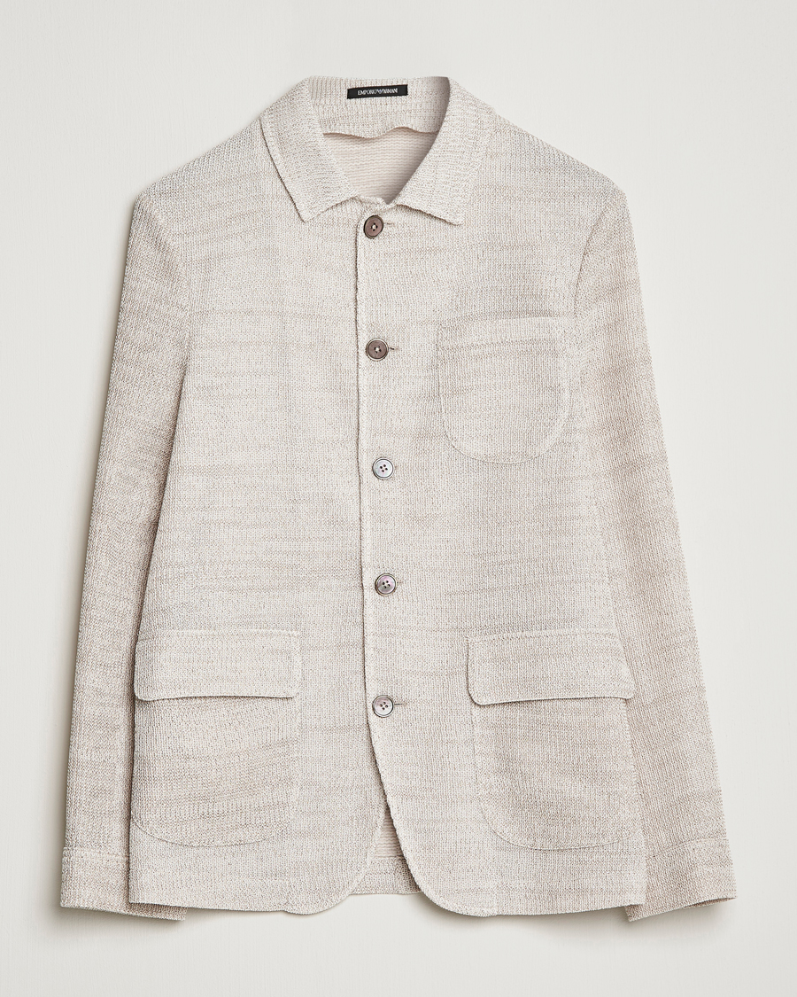 Heren | Blazers | Emporio Armani | Cotton Knitted Jacket Sand