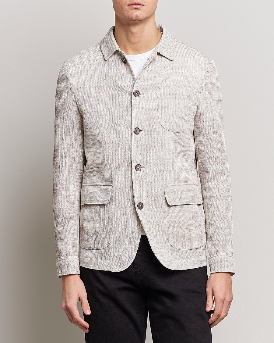 Heren | Blazers | Emporio Armani | Cotton Knitted Jacket Sand