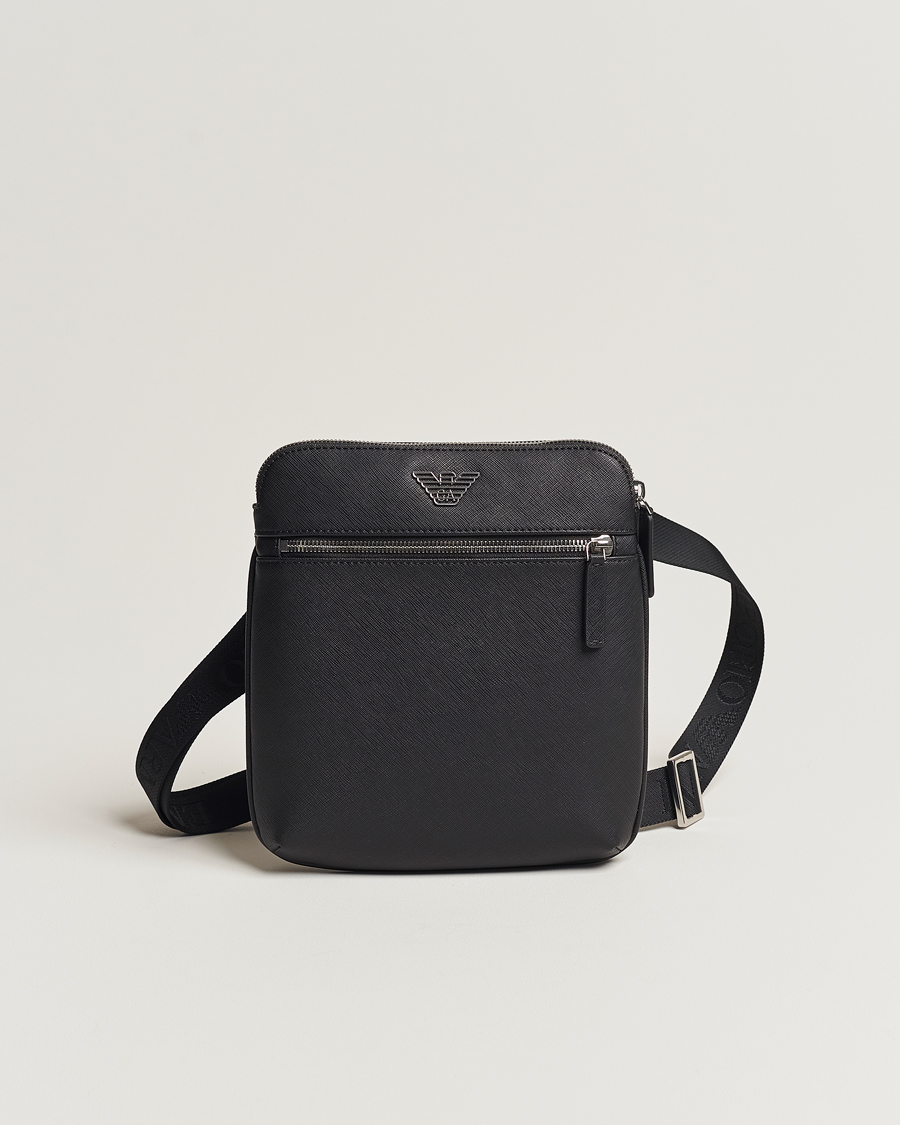 Heren | Emporio Armani Leather Messeager Bag Black | Emporio Armani | Leather Messeager Bag Black