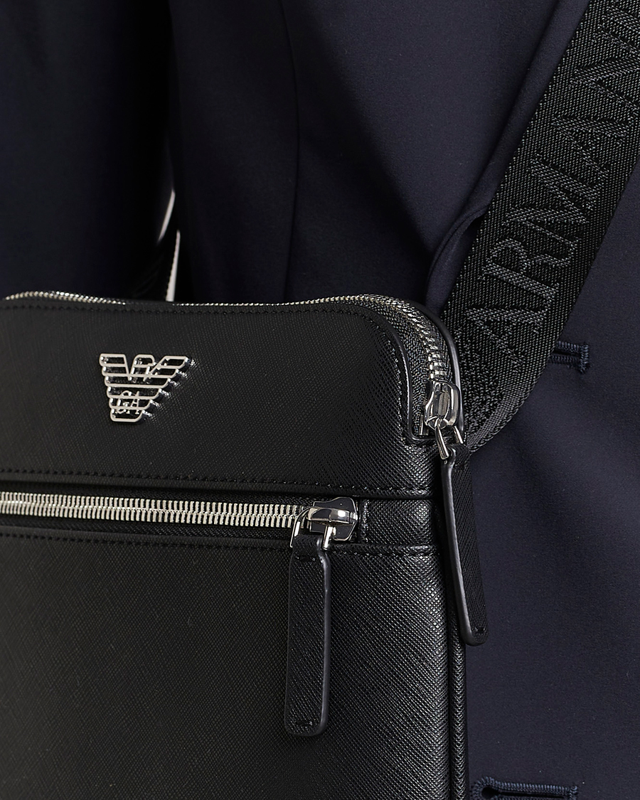Heren | Emporio Armani Leather Messeager Bag Black | Emporio Armani | Leather Messeager Bag Black