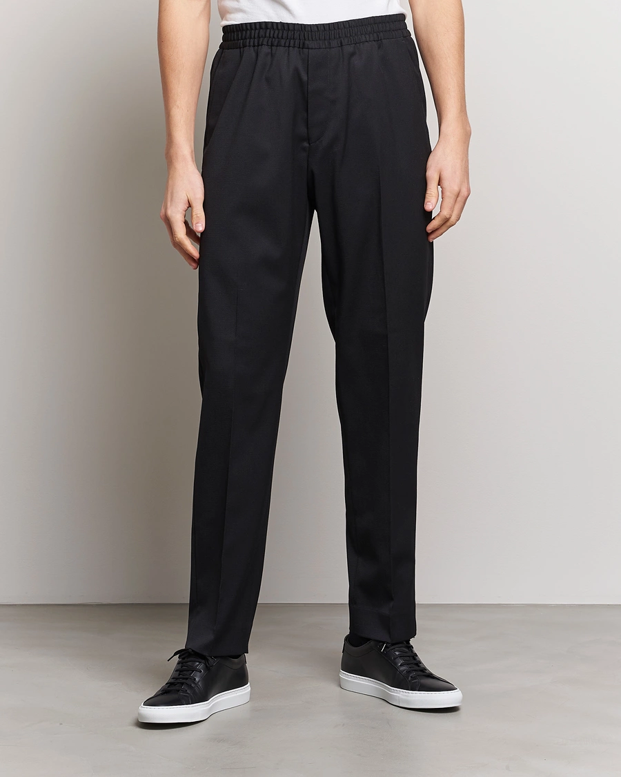Heren | Broeken | Filippa K | Relaxed Terry Wool Trousers Black
