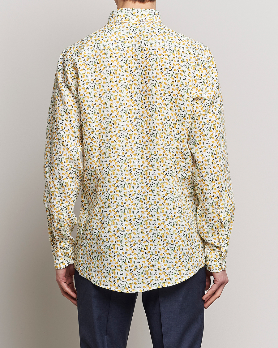 Heren | Overhemden | Eton | Lemon Print Contemporary Linen Shirt Yellow