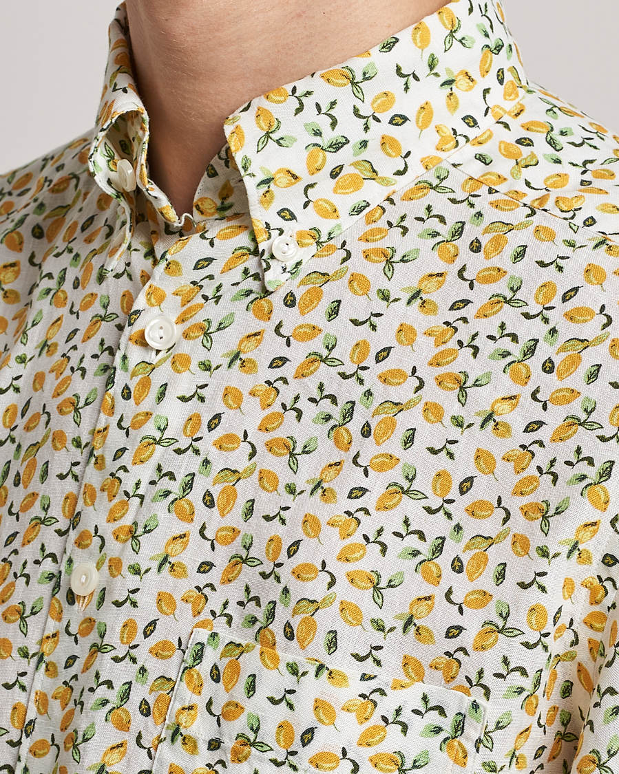 Heren | Overhemden | Eton | Lemon Print Contemporary Linen Shirt Yellow