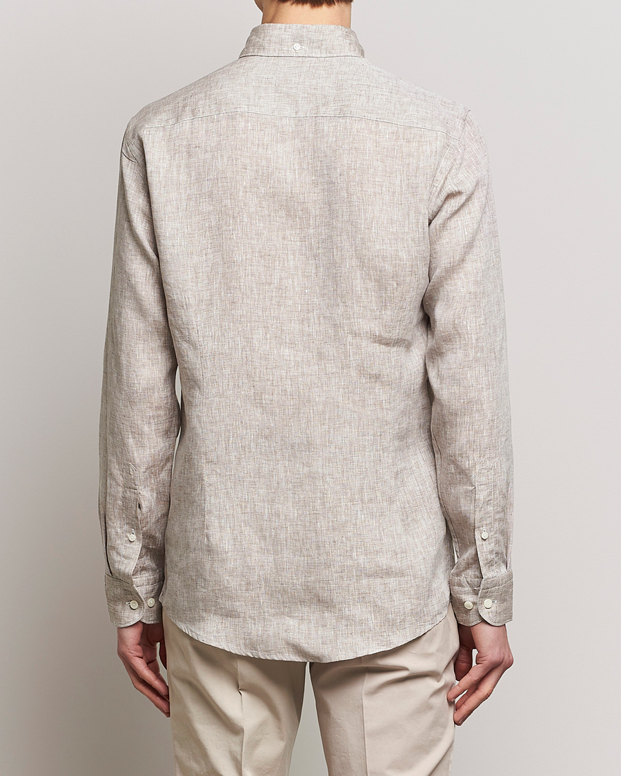 Heren | Overhemden | Eton | Slim Fit Linen Shirt Brown