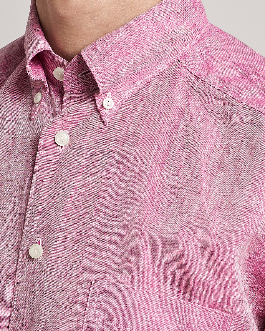 Heren | Overhemden | Eton | Slim Fit Linen Shirt Pink