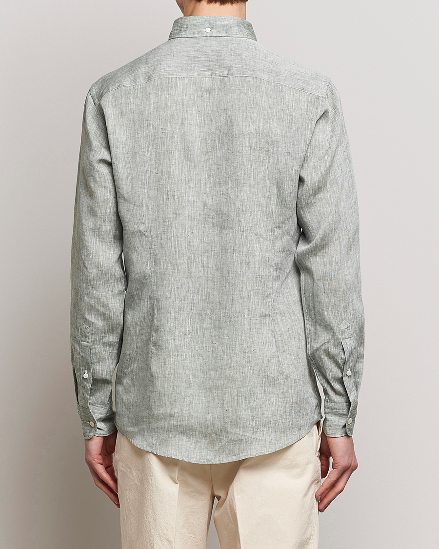 Heren | Overhemden | Eton | Slim Fit Linen Shirt Green