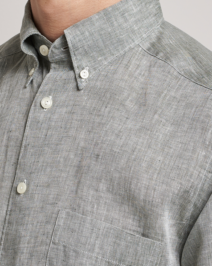 Heren | Overhemden | Eton | Slim Fit Linen Shirt Green
