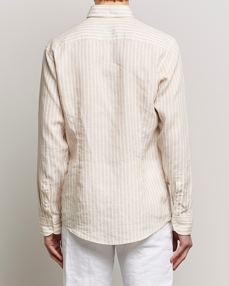 Heren | Overhemden | Eton | Slim Fit Striped Linen Shirt Brown