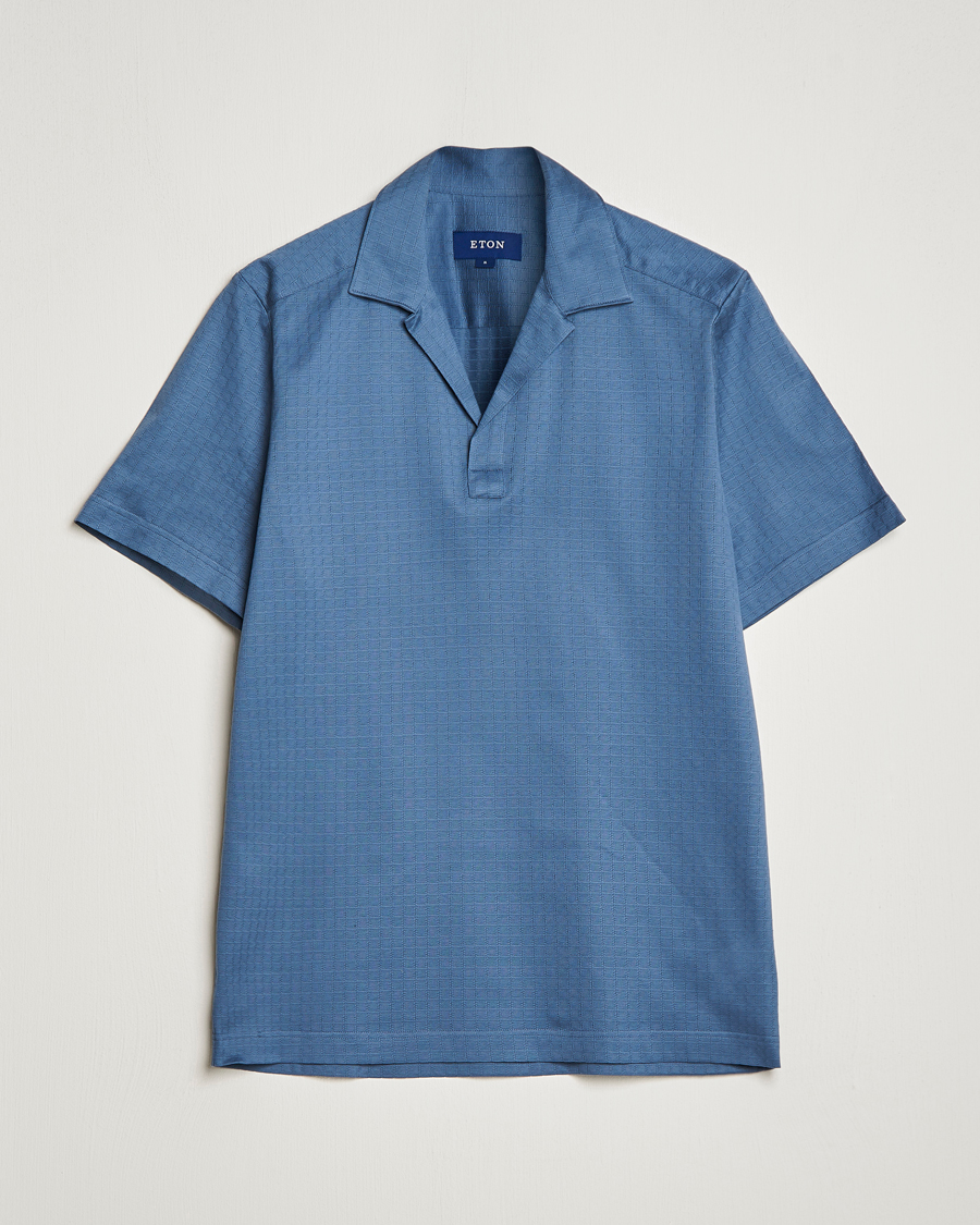 Heren | Polo's | Eton | Filo Di Scozia Open Collor Shirt Light Blue