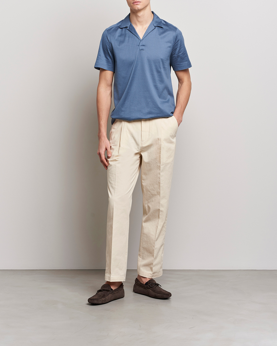 Heren | Polo's | Eton | Filo Di Scozia Open Collor Shirt Light Blue