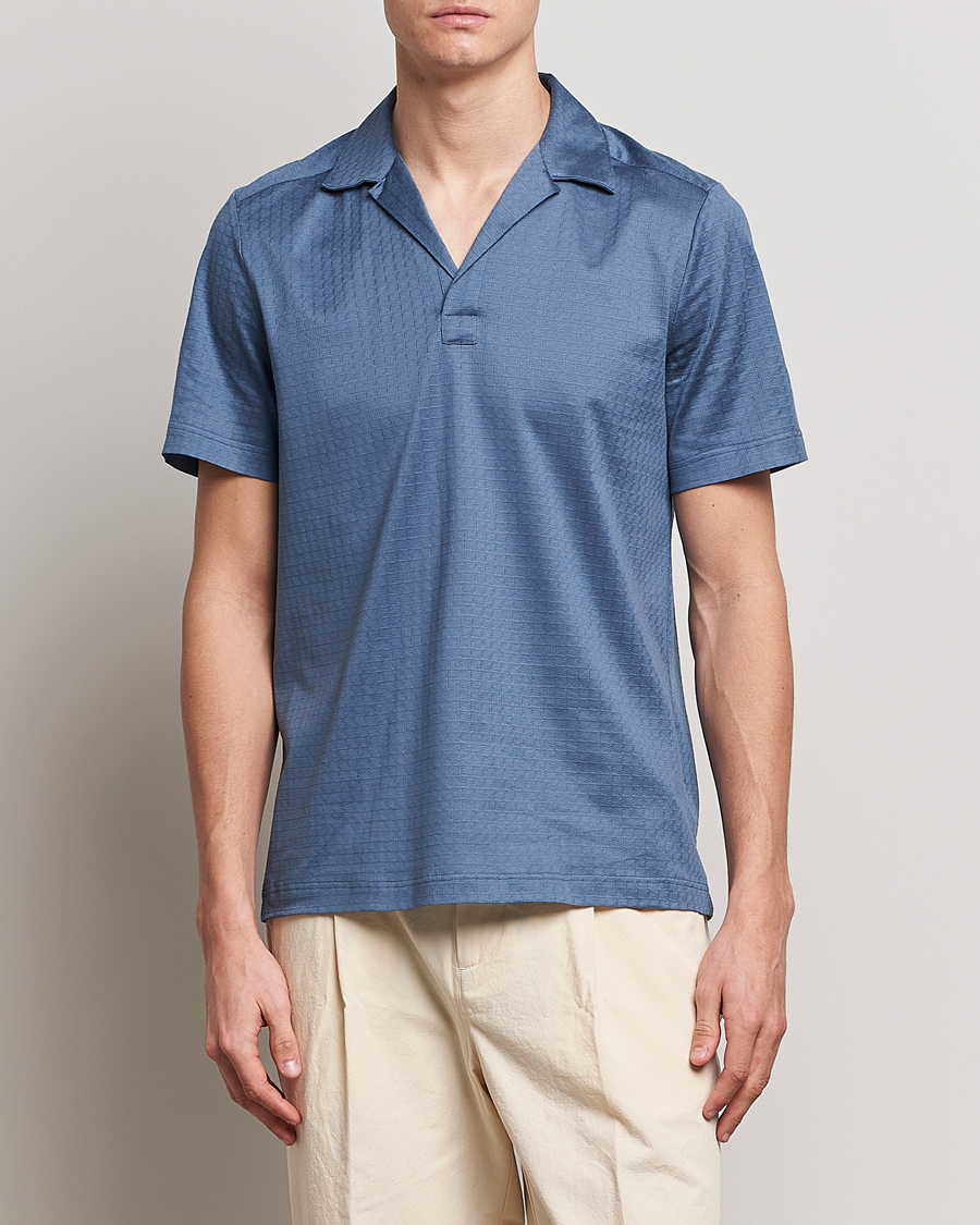 Heren | Polo's | Eton | Filo Di Scozia Open Collor Shirt Light Blue