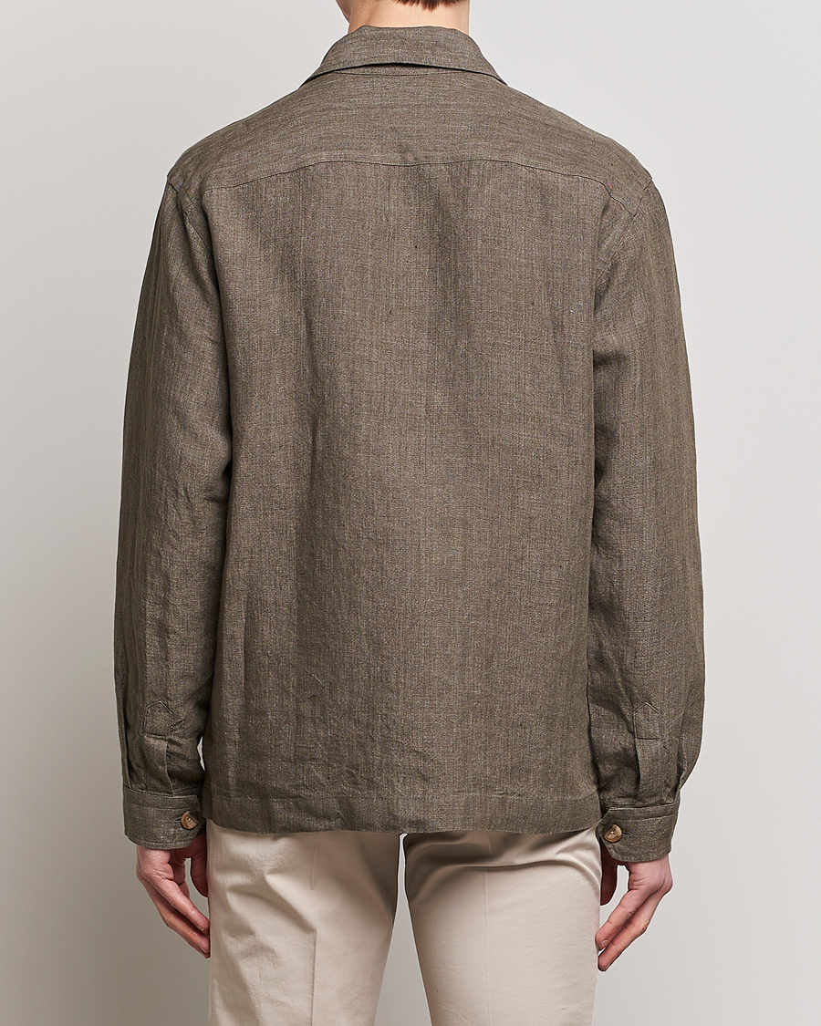 Heren | Overhemden | Eton | Linen Twill Overshirt Dark Green