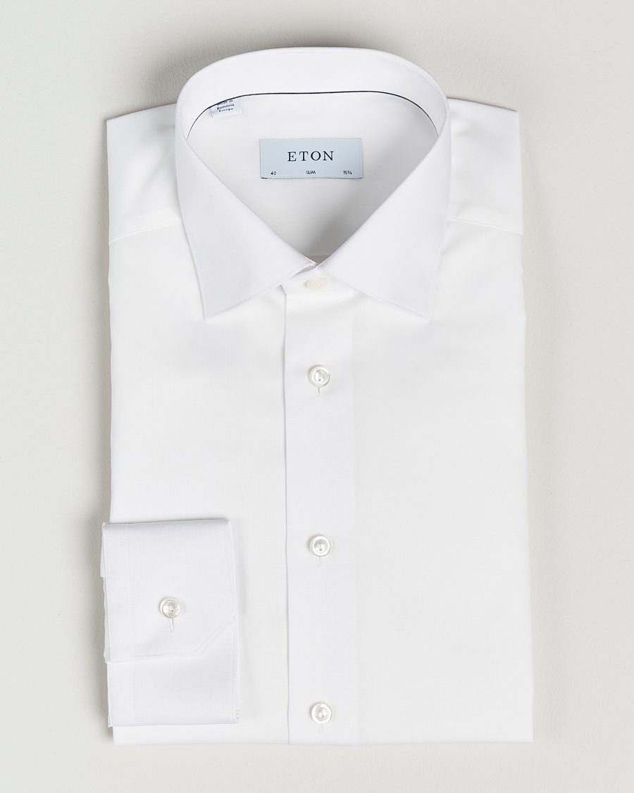Heren | Overhemden | Eton | Fine Pique Shirt White