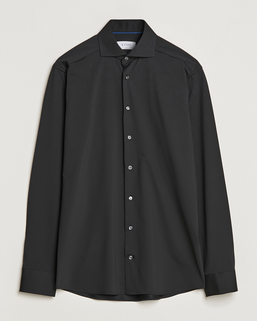 Heren | Overhemden | Eton | Slim Fit Four Way Stretch Shirt Black