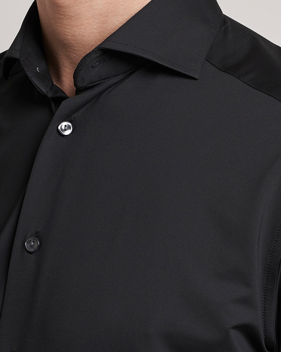 Heren | Overhemden | Eton | Slim Fit Four Way Stretch Shirt Black
